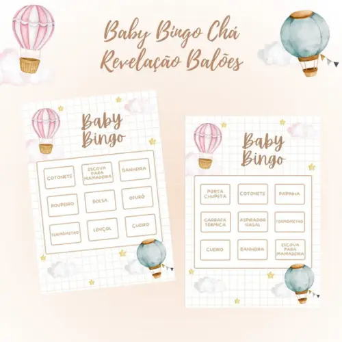 Baby Bingo Chá Revelação Balões - 100 Cartelas pdf