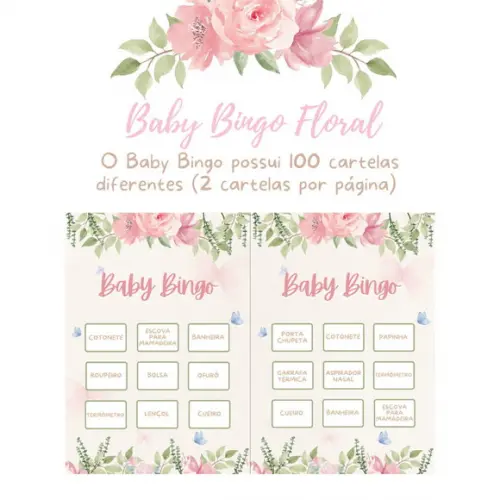 Baby Bingo Floral - 100 Cartelas pdf