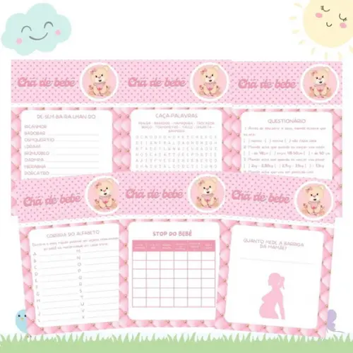 Kit Brincadeiras Chá de Bebê Ursinha c/ Nome (pdf)
