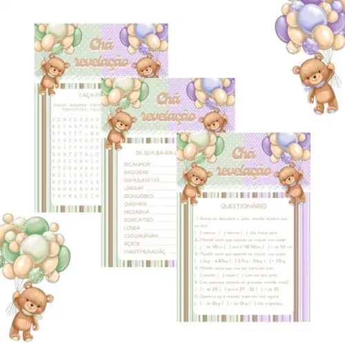 Kit Brincadeiras Revelação Ursinhos Balão (verde/lilás) pdf