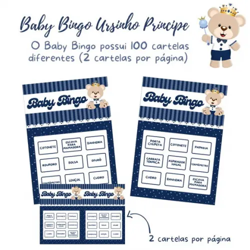 Baby Bingo Ursinho Príncipe (marinho) - 100 Cartelas pdf