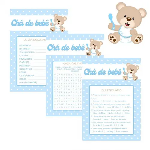Kit Brincadeiras Chá de Bebê Ursinho Baby Poá (pdf)