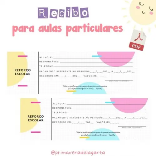 Recibo para Aulas Particulares (arquivo Digital Pdf)