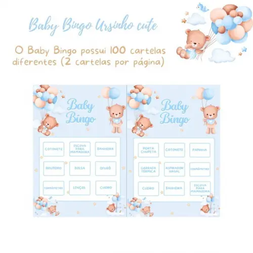 Baby Bingo Ursinho Cute - 100 Cartelas pdf