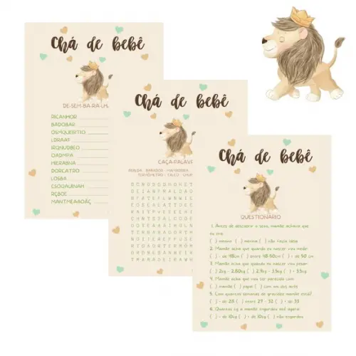 Kit Brincadeiras Chá de Bebê Leão (pdf)