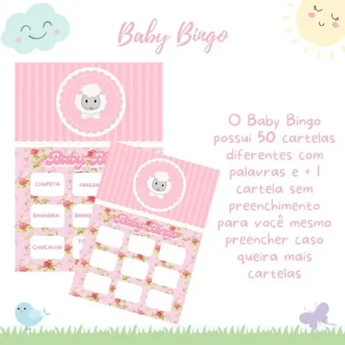 Baby Bingo Ovelhinha 50 Cartelas (digital Pdf)
