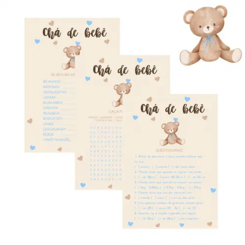 Kit Brincadeiras Chá de Bebê Ursinho (azul) (pdf)