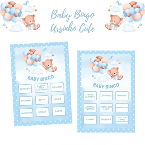 Baby Bingo Ursinho Cute (azul Poá)- 100 Cartelas pdf