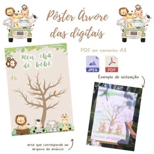 Árvore de Presenças Chá da Bebê Safári - pdf