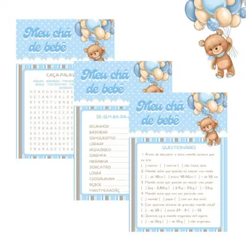 Kit Brincadeiras Chá de Bebê - Ursinho Balão