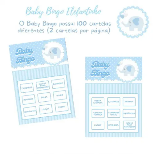 Baby Bingo Elefantinho (100 Cartelas) - pdf