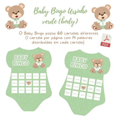 Baby Bingo Ursinho Body Verde (60 Cartelas) pdf