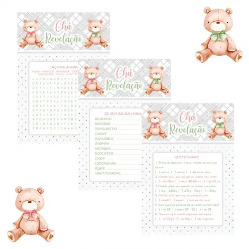 Kit Brincadeiras Chá Revelação Ursinhos (rosa e Verde) - pdf