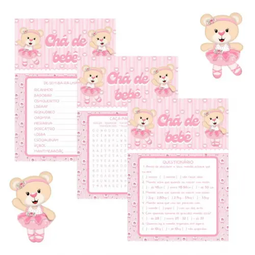 Kit Brincadeiras Chá de Bebê Ursinha Bailarina (pdf)