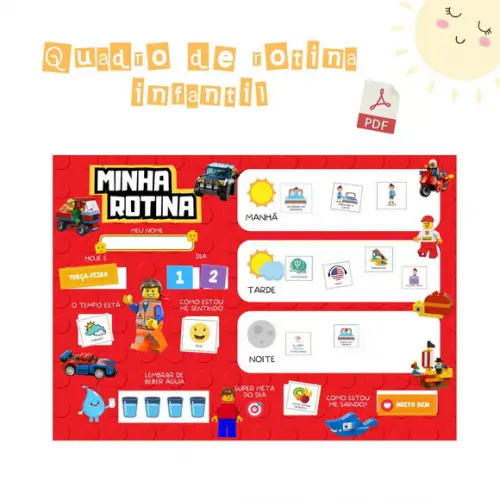 Quadro Rotina Infantil Lego (digital Pdf)