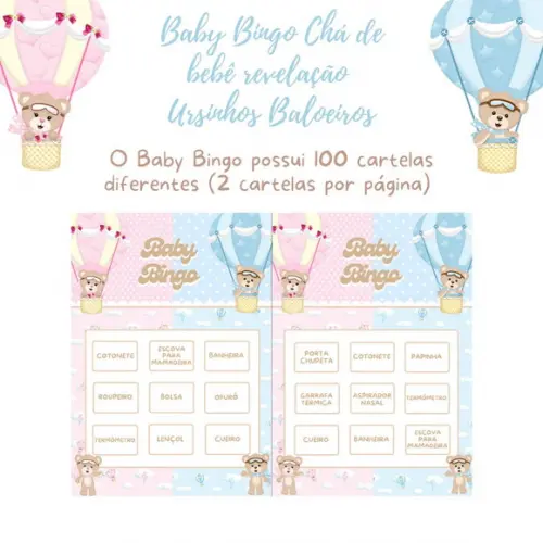 Baby Bingo Revelação Ursinhos Baloeiros - 100 Cartelas pdf