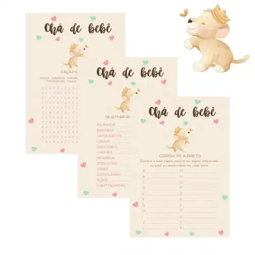 Kit Brincadeiras Chá de Bebê Leoa (pdf)