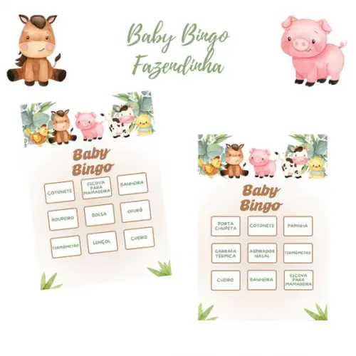 Baby Bingo Fazendinha Aquarela - 100 Cartelas pdf
