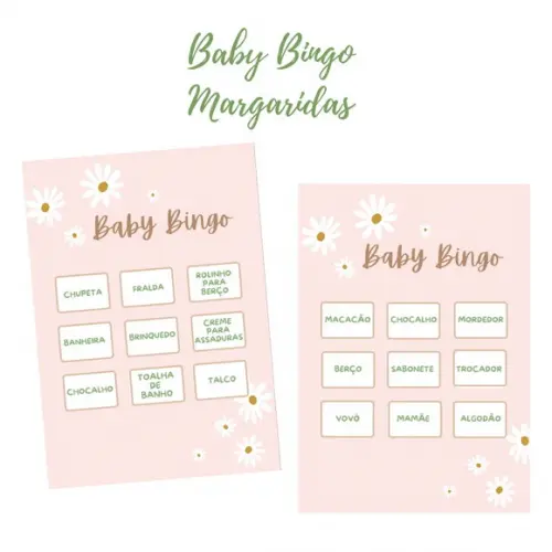 Baby Bingo Margaridas Personalizado C/nome - 50 Cartelas pdf