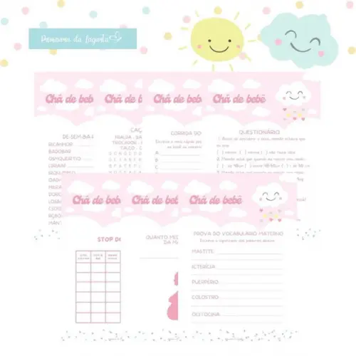 Kit Brincadeiras Chá de Bebê Chuva de Amor c/ Nome (pdf)