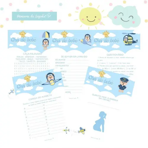 Kit Brincadeiras Chá de Bebê Ursinho Aviador (pdf)
