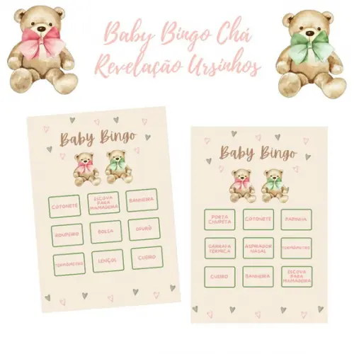 Baby Bingo Revelação Ursinhos Verde/rosa - 100 Cartelas pdf