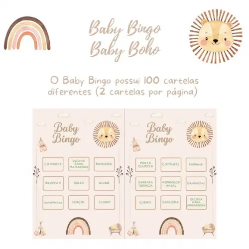 Baby Bingo Arco-íris Baby Boho - 100 Cartelas pdf