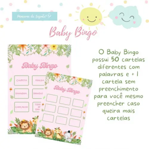 Baby Bingo Safári Modelo 4 - Rosa (50 Cartelas) - pdf