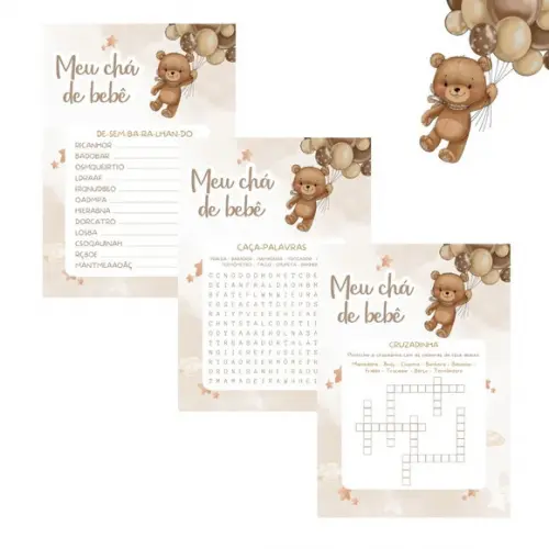 Kit Brincadeiras Chá de Bebê Ursinho Balões -pdf