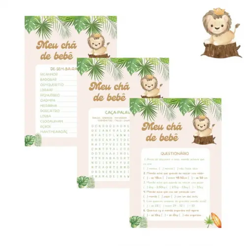 Kit Brincadeiras Chá de Bebê Leãozinho (pdf)