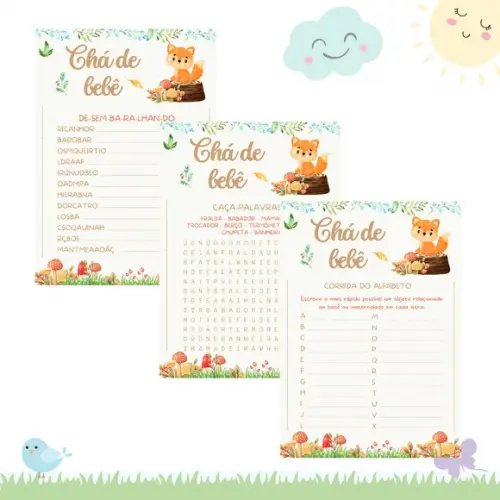 Kit Brincadeiras Chá de Bebê Raposinha (bege) (pdf)