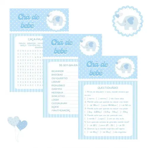 Kit Brincadeiras Chá de Bebê - Elefantinho (pdf)