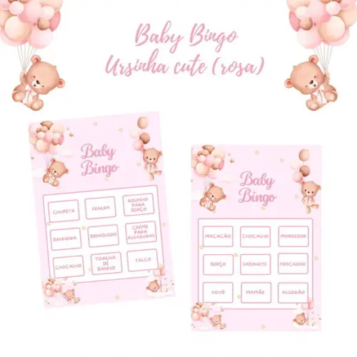Baby Bingo Ursinha Cute (rosa) - 50 Cartelas pdf