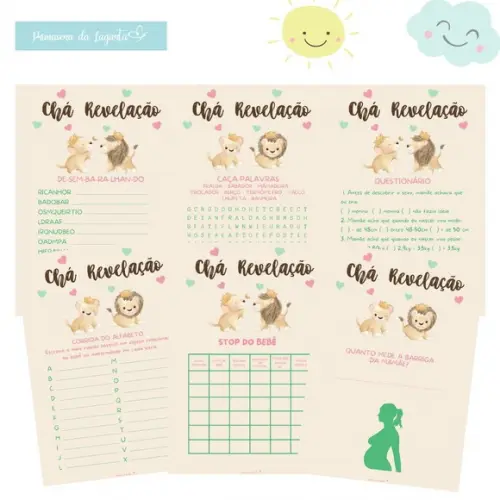 Kit Brincadeiras Chá de Bebê Revelação Leão e Leoa (pdf)