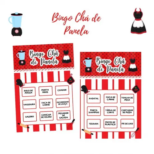 Bingo Chá de Panela - Vermelho/preto (50 Cartelas) - pdf