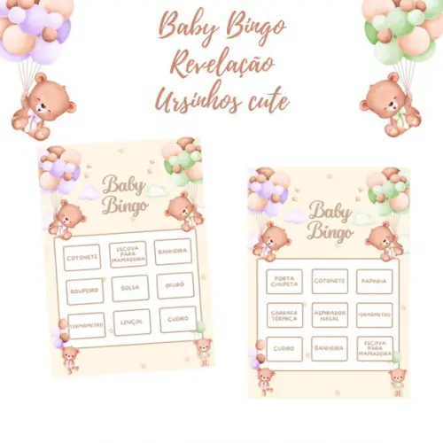 Baby Bingo Revelação Ursinhos Cute - 100 Cartelas pdf