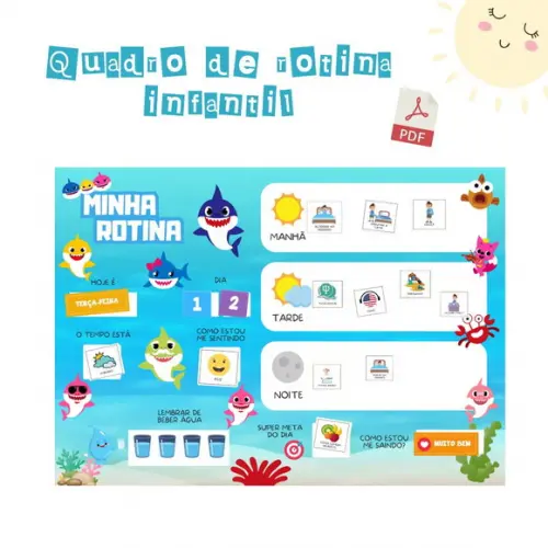 Quadro Rotina Infantil Baby Shark (digital Pdf)