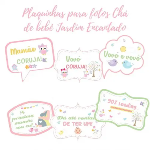 Kit Plaquinhas Chá de Bebê Jardim Encantado (arquivo Pdf)