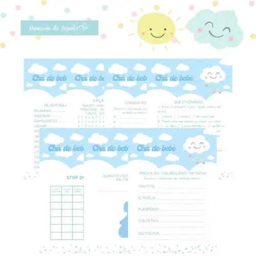 Kit Brincadeiras Chá de Bebê Chuva de Amor Azul (pdf)