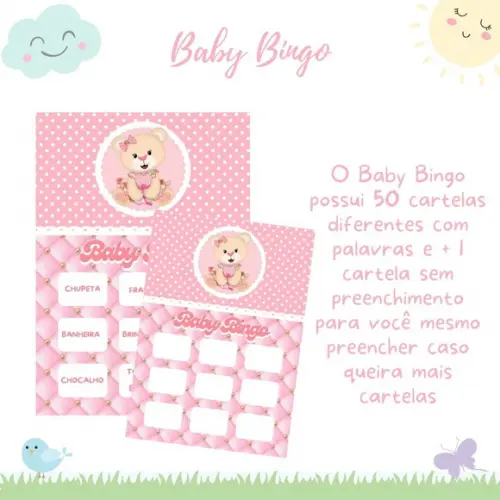 Baby Bingo Ursinha 50 Cartelas (digital Pdf)