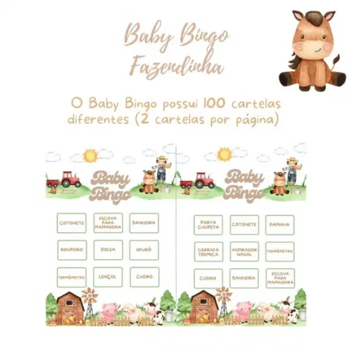 Baby Bingo Fazendinha C/nome - 100 Cartelas pdf