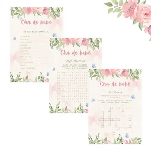 Kit Brincadeiras Chá de Bebê Floral (pdf)