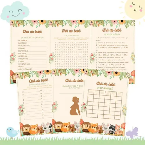 Kit Brincadeiras Chá de Bebê Bosque (pdf)