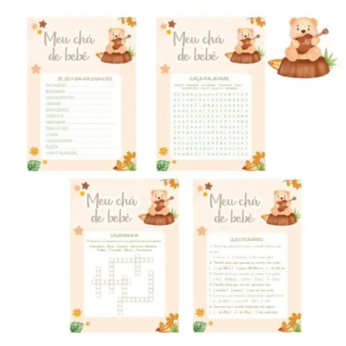 Kit Brincadeiras Chá de Bebê Ursinho Violão (pdf)
