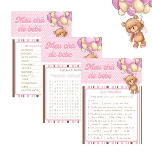 Kit Brincadeiras Chá de Bebê - Ursinha Balão