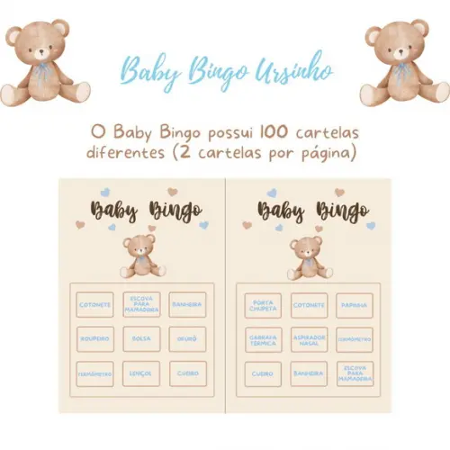 Baby Bingo Ursinho (azul) - 100 Cartelas pdf