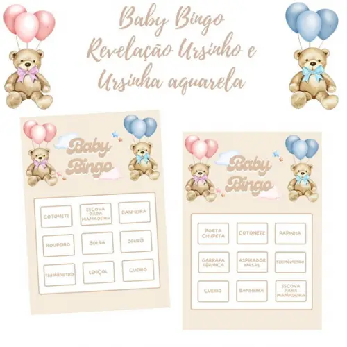 Baby Bingo Ursinhos Rosa e Azul C/nome - 100 Cartelas pdf