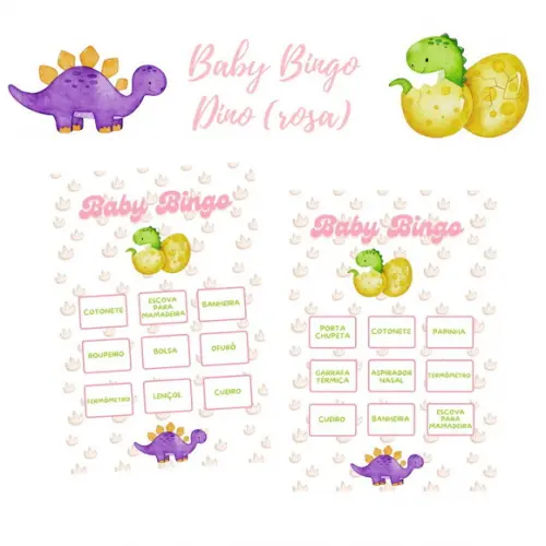 Baby Bingo Dino (rosa e Verde) - 100 Cartelas pdf