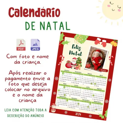 Calendário de Natal (pdf e Jpeg)