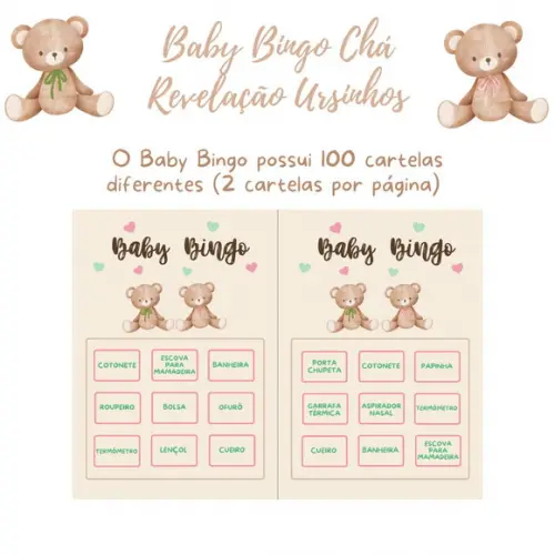 Baby Bingo Revelação Ursinho e Ursinha - 100 Cartelas pdf